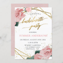 Elegant Rosa ros Gold Foil Bachelorette Party