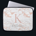 Elegant Rosa ros Gold Foil Marble Monogram Laptop Fodral<br><div class="desc">Elegantens Chic  Rosa | Ro Gold Foil Monogram med trendig rosa eller ro guld folie marmor och ditt eget namn och monogram.</div>