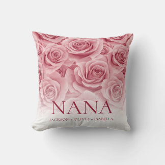 Elegant Rosa Ros Grandbarns Namn Blommig Mormor Kudde