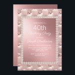 Elegant  Rosa ros Guld 40:e födelsedag Party Inbjudningar<br><div class="desc">Elegant och chic,  dekorativ metallisk  rosa/ro guld och vit 40-dagars inbjudan till kvinnor.</div>
