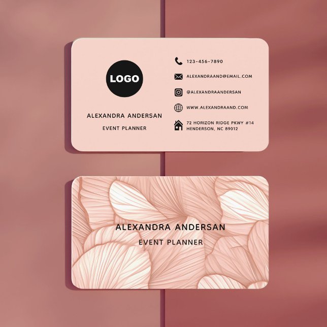Elegant  Rosa ros Guld Botaniska Mönster Visitkort (Elegant Blush Pink Rose Gold Botanical Pattern Business Card)