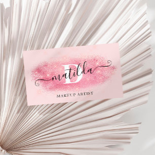 Elegant rosa ros guld glitter makeup artist visitkort