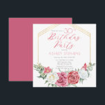 Elegant Rosa ros | GULD RAM 30ÅRS FÖDELSEDAG PARTY Inbjudningar<br><div class="desc">Elegant och klassy rosa och vit ros blommigt med sage grönt gienery "Födelsedagsfest"-skriptutformning med geometrisk guld-tonad linjer ram.</div>