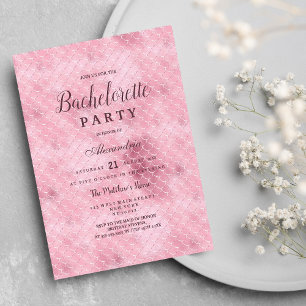 Elegant rosa ros guld sjöjungfru Bachelorette Part Inbjudningar