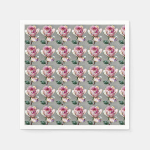 Elegant rosa ros Impasto blomsterbröllop papper Pappersservett