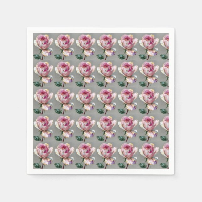Elegant rosa ros Impasto blomsterbröllop papper  Pappersservett (Framsidan)