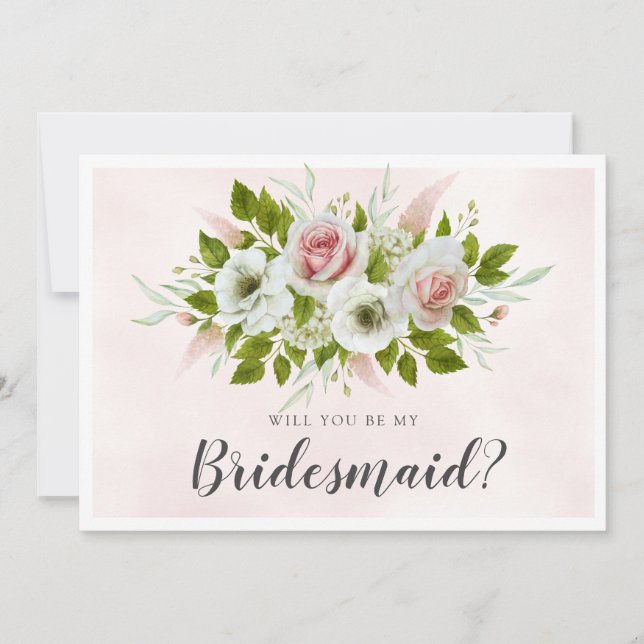 Elegant Rosa ros kommer du att bli mitt Bridesmaid (Framsida)