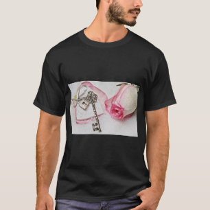 Elegant Rosa ros Logotyp T Shirt
