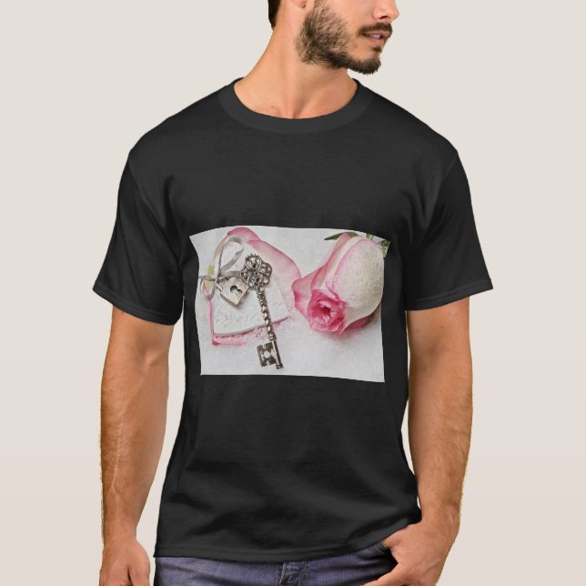 Elegant Rosa ros Logotyp T Shirt (Framsida)