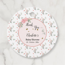 Elegant Rosa ros med Butterflies Baby Shower Gåvor Etiketter