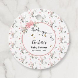 Elegant Rosa ros med Butterflies Baby Shower Gåvor Etiketter