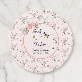 Elegant Rosa ros med Butterflies Baby Shower Gåvor Etiketter