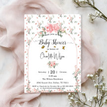 Elegant Rosa ros med Butterflies Baby Shower