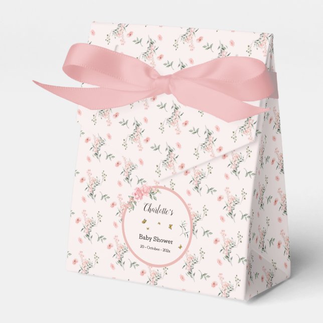 Elegant Rosa ros med Butterflies Baby Shower Presentaskar (Framsidan Sidan)