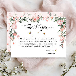 Elegant Rosa ros med Butterflies Baby Shower Tack Kort