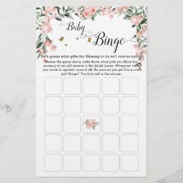 Elegant Rosa ros med Butterfly Baby Bingo Game