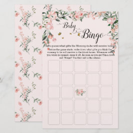 Elegant Rosa ros med Butterfly Baby Bingo Game