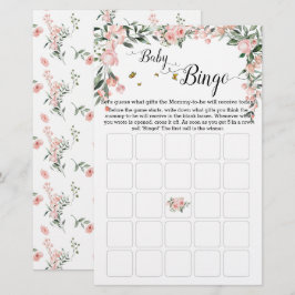 Elegant Rosa ros med Butterfly Baby Bingo Game