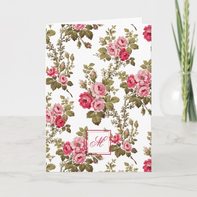 Elegant Rosa ros med monokulärvit bakgrund Anteckningskort (Framsida)