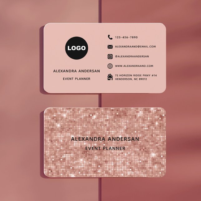Elegant  Rosa ros-Metall-punkter vid Guld vid vid  Visitkort (Elegant Blush Pink Rose Gold Metal Dots Pattern Business Card)