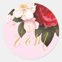 Elegant Rosa ros Monogram Bröllop