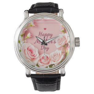 Elegant Rosa Ros Mor Mors Dags Hälsning Armbandsur