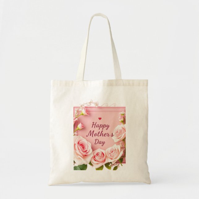 Elegant Rosa Ros Mor Mors Dags Hälsning Tygkasse (Framsidan)