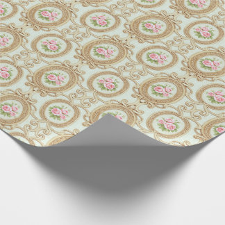 Elegant rosa ros och guldbarock ram presentpapper