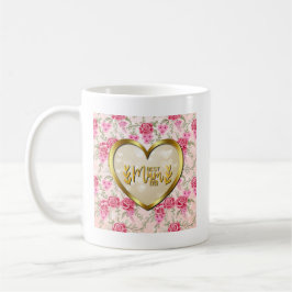 Elegant Rosa Ros och Gyllene Hjärtas Bästa Mamma N Kaffemugg