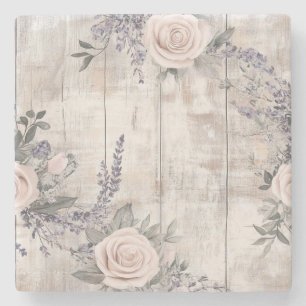 Elegant Rosa ros och Lavender Stone Underlägg