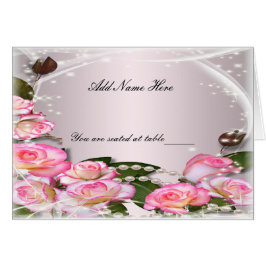 Elegant Rosa ros och pärlor Bord OBS Kort
