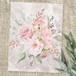 Elegant rosa ros och peony blommar marmor vykort