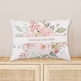 Elegant Rosa ros och Peony Blommigt Bouquet Prydnadskudde