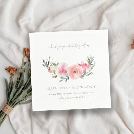 Elegant Rosa ros Orchid Watercolor Blommigt Bröllo Pappersservett