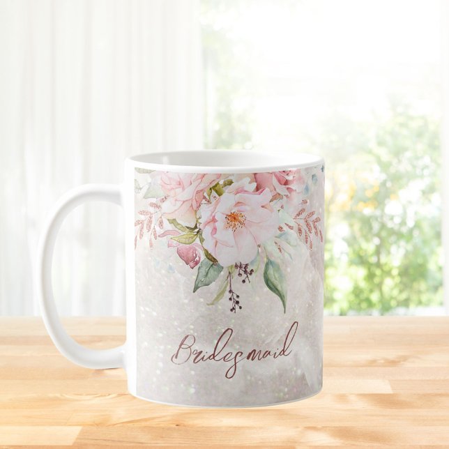 Elegant Rosa Ros Peony Blommig Marmor  Kaffemugg (In situ)