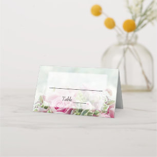 Elegant Rosa ros & Peony Buds Teal Bröllop Placeringskort