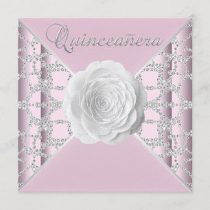 Elegant Rosa Ros Quinceanera Inbjudningar
