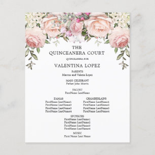 Elegant Rosa Ros Quinceanera-program