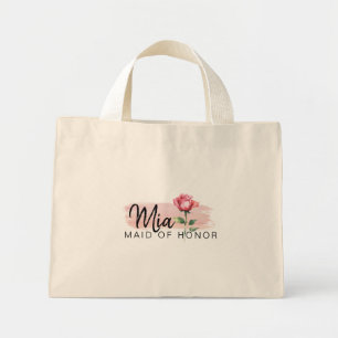 Elegant rosa ros shoppingväska – Brudtärna Mini Tygkasse