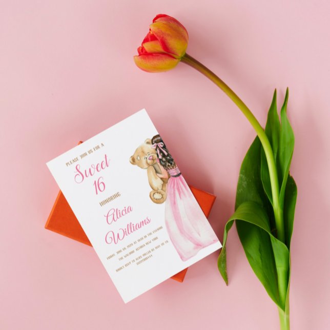 Elegant  Rosa ros Sweet sixteen 16 födelsedag Inbjudningar (Skapare uppladdad)