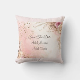 Elegant Rosa ros Vår Blommar spara datumet Kudde
