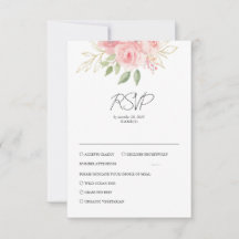 Elegant Rosa Ros Vattenfärg Guld Blommig Bröllop