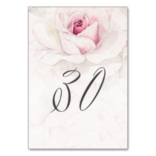Elegant Rosa ros vattenfärgsfärg Blommigt nr 30 Br Bordsnummer