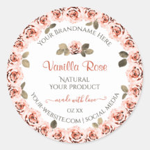 Elegant Rosa ros Vita produktförpackningsetiketter