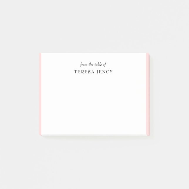 Elegant Rosa Rosa Feminint Skrivbordsdesign Post-it Block (Framsida)