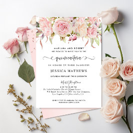 Elegant Rosa, Rosa, Ro Guld Quinceañera Inbjudningar
