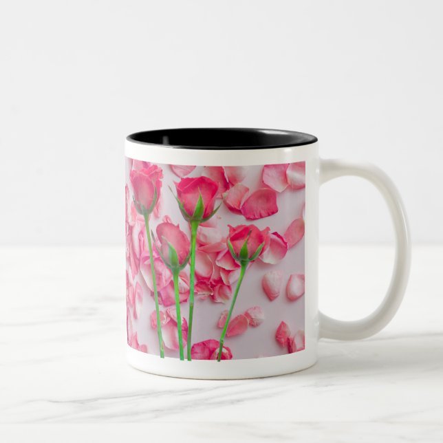 Elegant Rosa Rosblad Blommig Mugg Design (Höger)