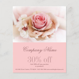 elegant rosa rosblomma bröllopsflorist flygblad