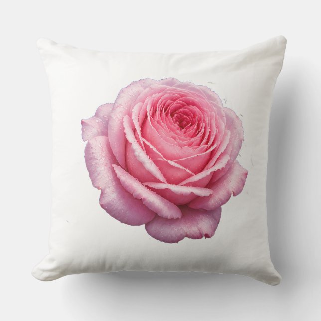 Elegant rosa rosblommig kastkudde kudde (Framsida)
