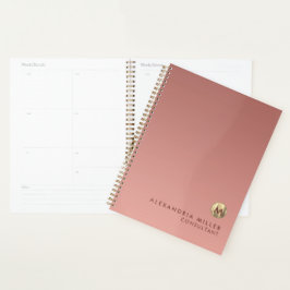 Elegant rosa roséguld monogram mötesbok